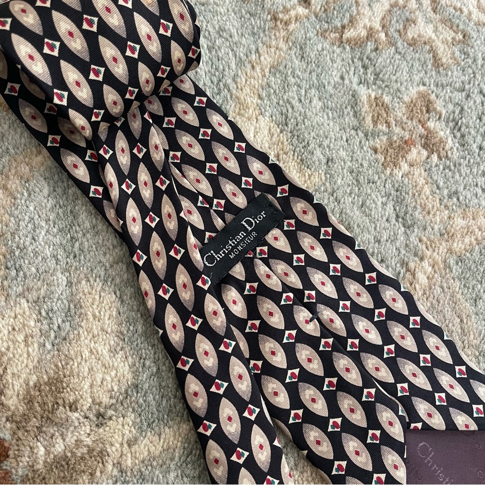 VTG Christian Dior Monsieur necktie geometric pattern 57x4